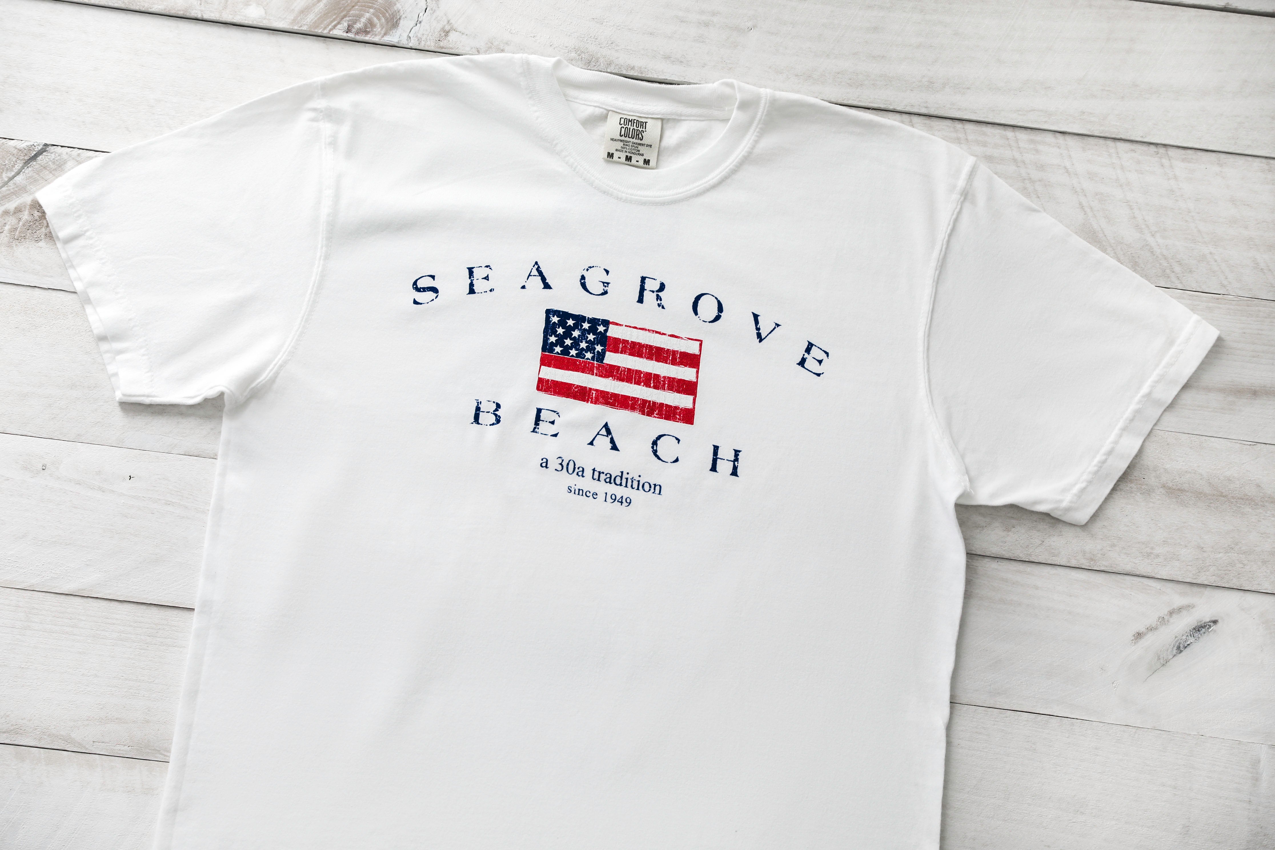 Seagrove Beach Est White American Flag Short Sleeve Tee – Seagrove